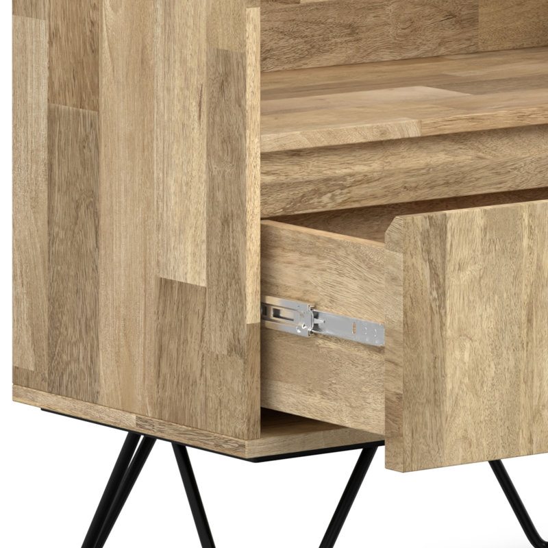 Hunter Natural Solid Mango Wood and Black Metal Tall Bookcase
