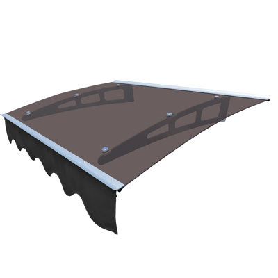 Auvent pour porte et fenêtre 47 po de largeur x 34 po de profondeur. Polycarbonate et aluminium. . Chauffer. Abat-jour de jardin. Brun foncé foncé - Rouille - Protection solaire en aluminium