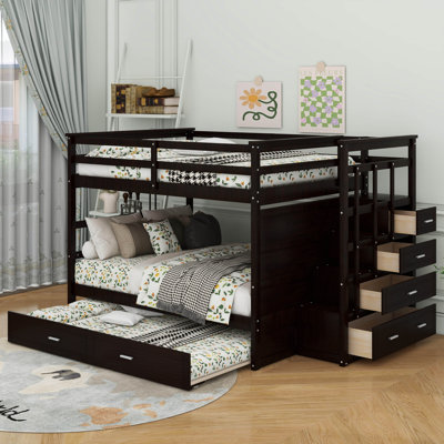Full Over Full Bunk Bed With Trundle And Staircase by Harriet Bee