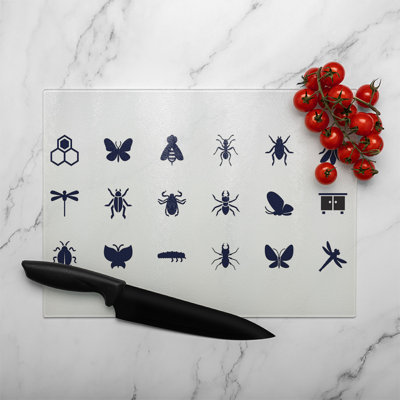 Insect icons Designer Glass Chopping Board