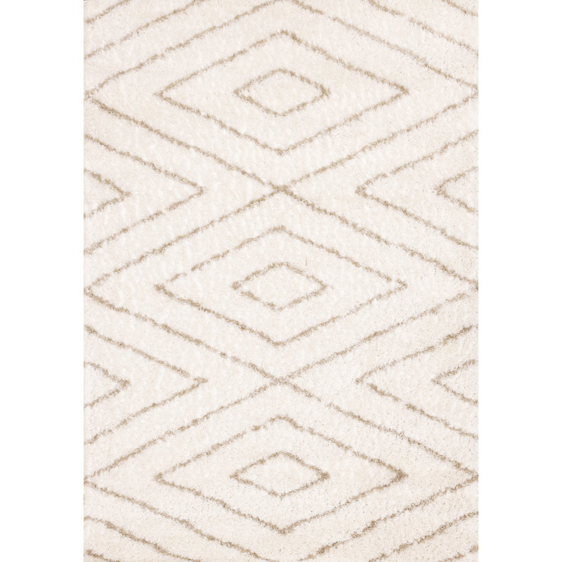 Tapis beige crème moderne à motif géométrique Botelho, Rectangle 7 pi 10 po x 10 pi 6 po