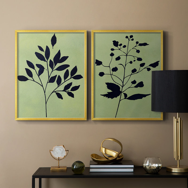 Impression encadrée Earthly Botanical I-Premium - prête à être accrochée - aucun clou requis - aucun clou requis, Doré