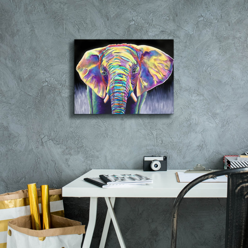 " Elephant - Butterfly " by Dawg Painter, 12" H x 16" W x 0.75" D