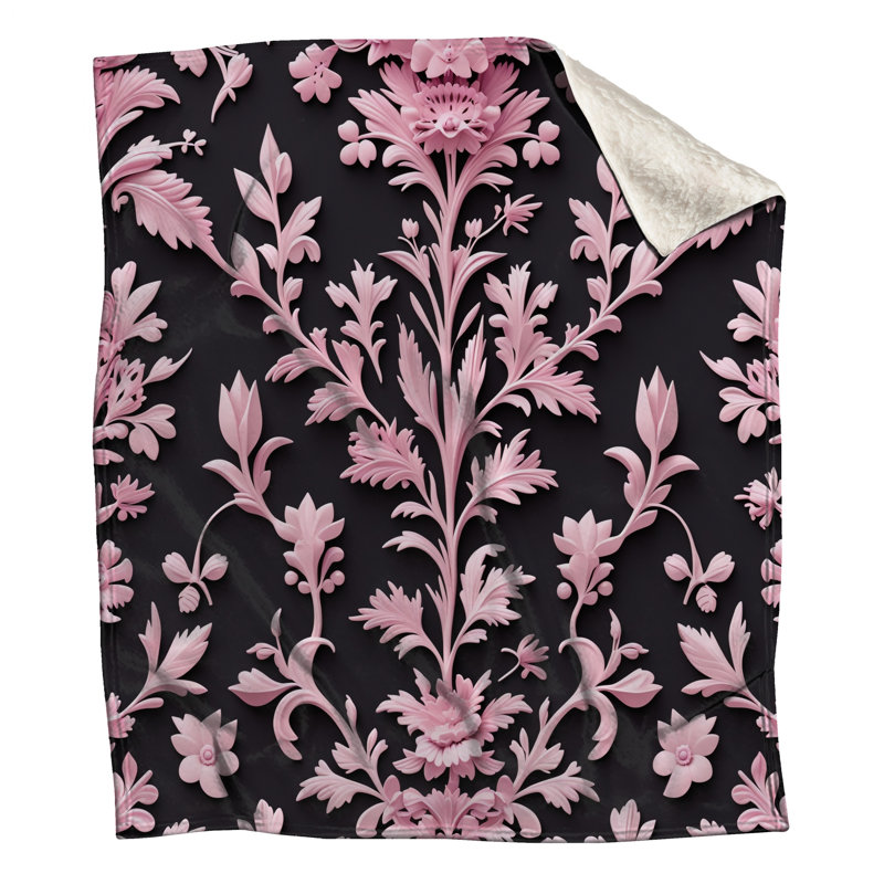 Pink Floral Pattern Blankets, 60in W x 80in H