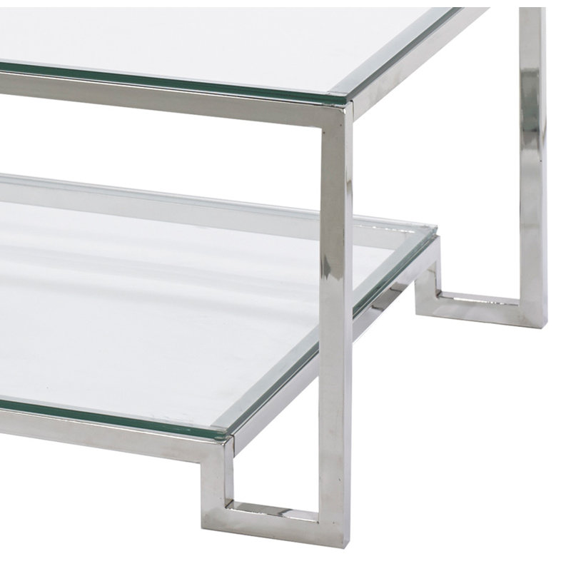 Table basse abstraite Cutts, H 15,7 po x L 47,3 po x P 23,6 po, Argent