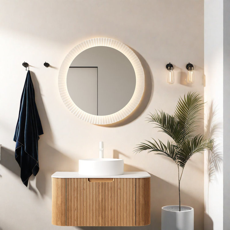 Meuble-lavabo moderne avec lavabo, bois durable et pierre, conception peu encombrante
