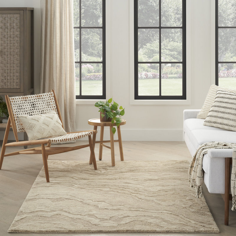 Tapis brun clair en laine touffeté à la main Ikora, Rectangle 5 pi 3 po x 7 pi 3 po