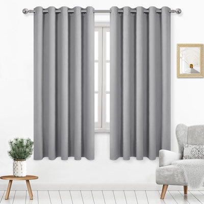2 Thick Panels Room Darkening 85% Blackout Curtains, Thermal Insulated Block Out Light Grommet Top Drapes