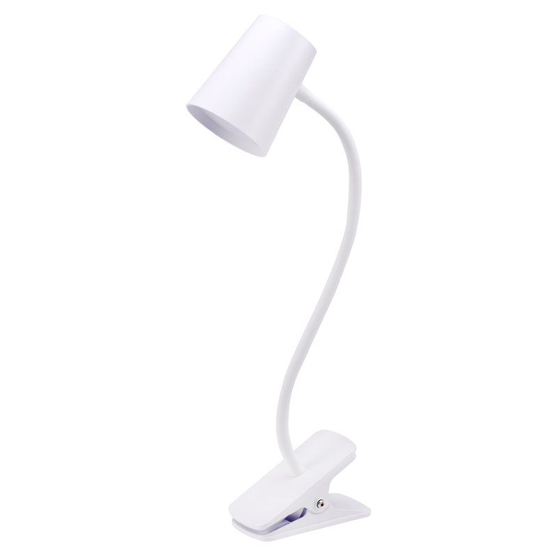  Lampe de bureau réglable à pince DEL, conception compacte, col flexible, sans scintillement, ventouses pour installation stable, blanc