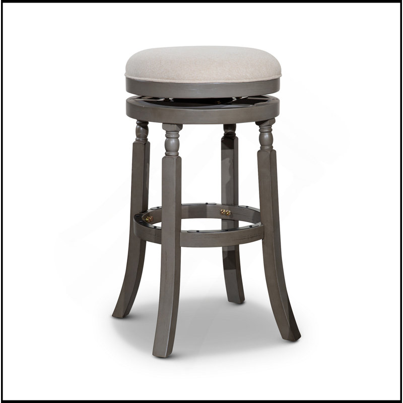 Tabouret 30 ", siège en tissu vieilli, Gris, Blanc