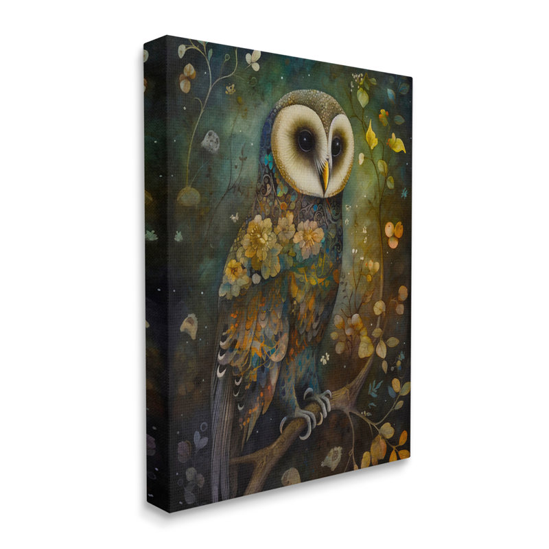 Motif hibou de forêt sur toile par LSR Design Studio, H 20 po x l 16 po x P 1,5 po