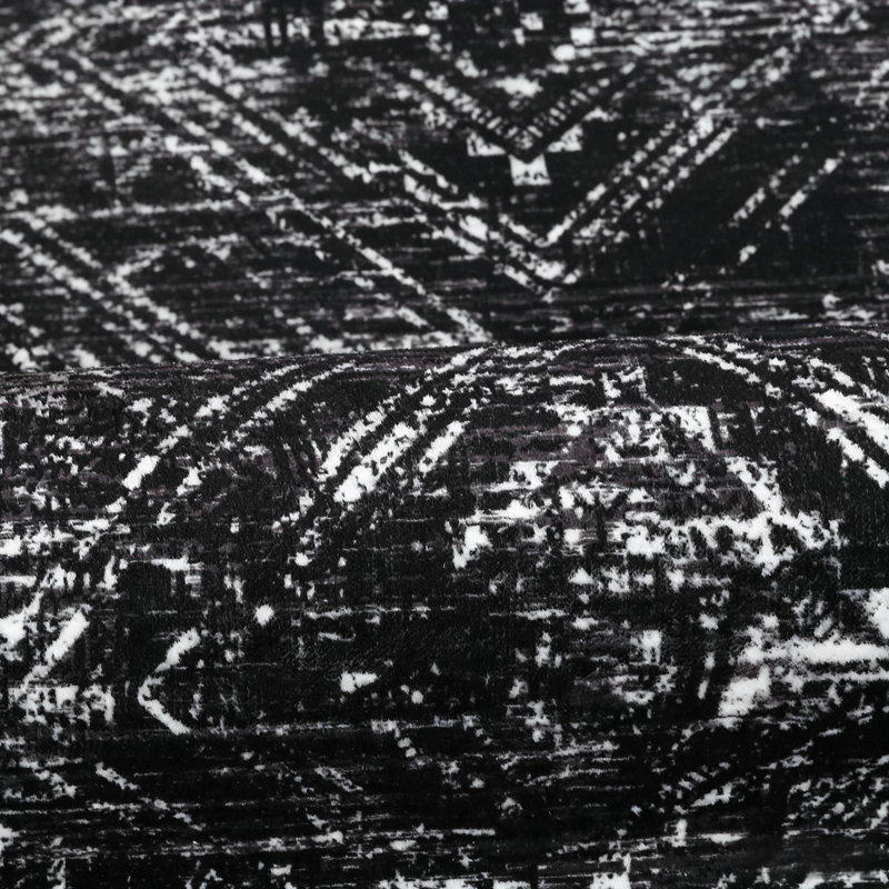 Tapis rétro vintage pour salon et salle à manger, Black, Tapis de couloir 2 pi x 6 pi