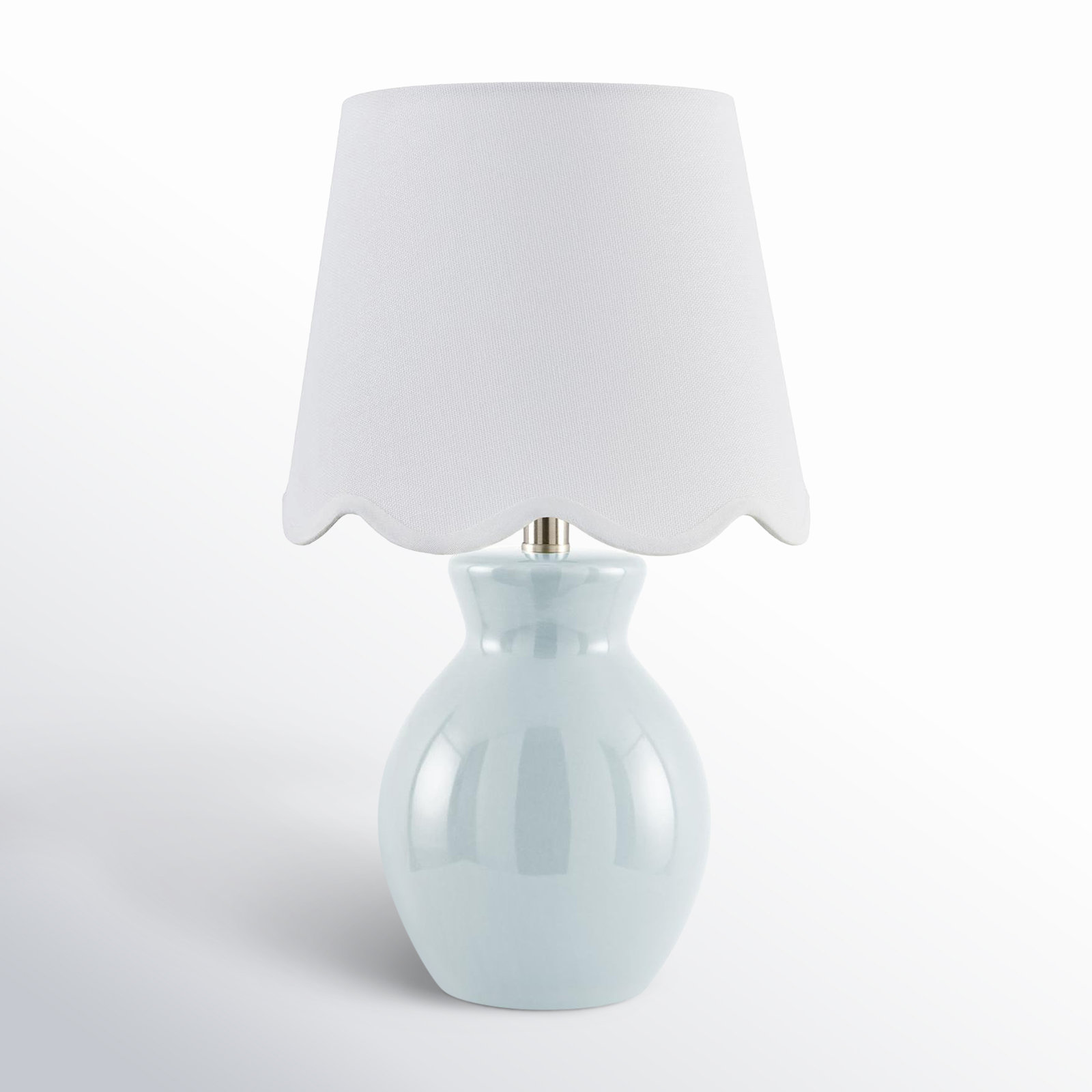 Momsen Scallop Shade Lamp, 15" H x 8" W x 8" D, Light Blue, White Twill