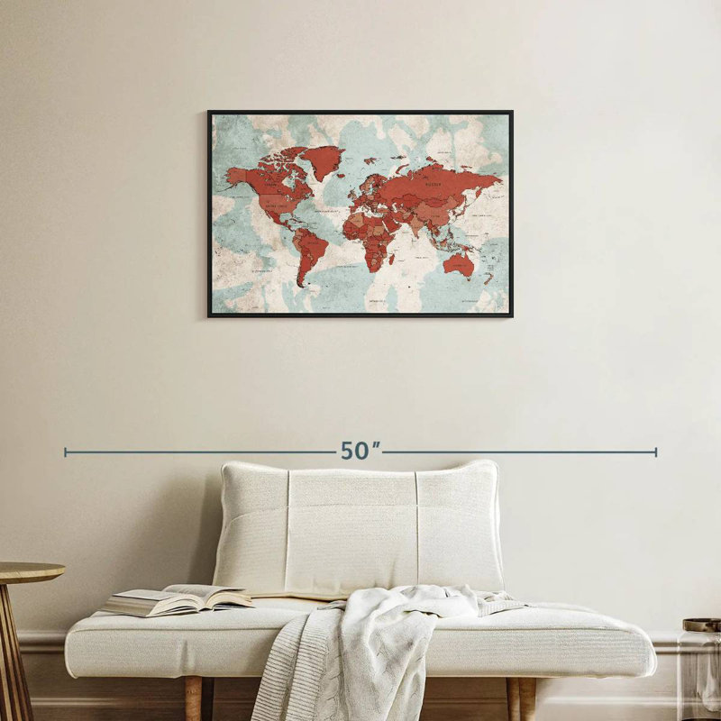 Keiri Aged World Map XII, 21" H x 31" W
