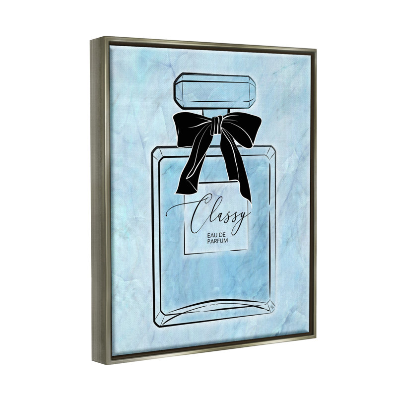Ba-770-Floater Classy Blue Perfume par Martina Pavlova, Cadre flottant gris lustré, H 30 po x l 24 po