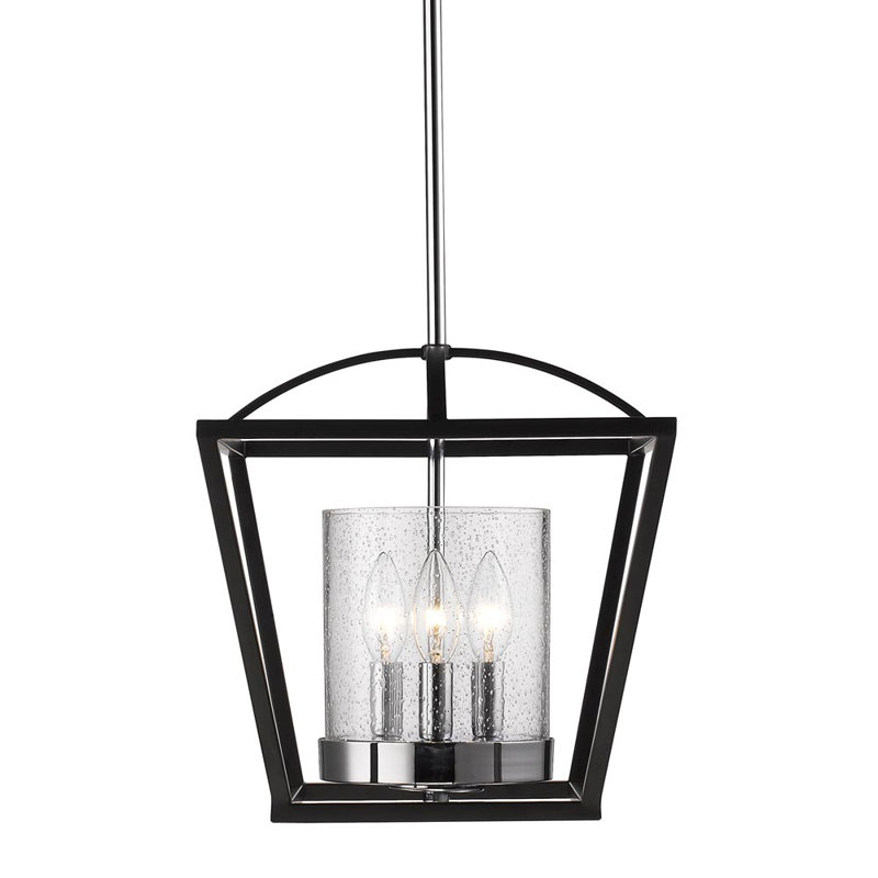 Skegness Glass Semi Flush Mount, Chrome