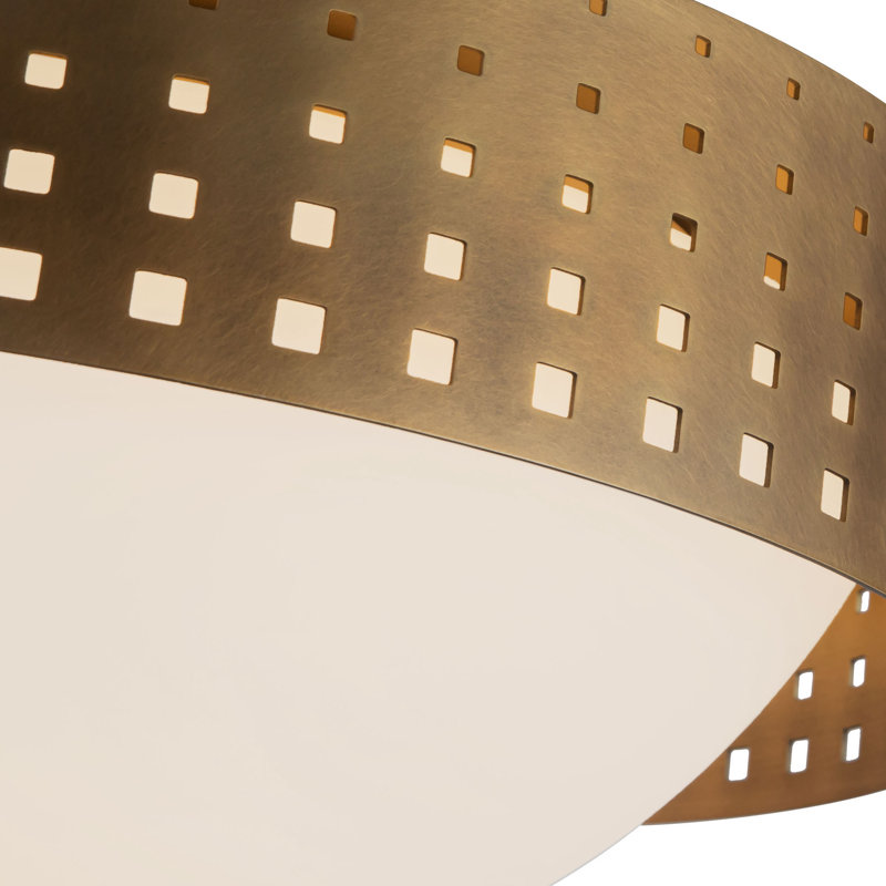 Astoria 14-in Black Flush Mount, Antique Brass