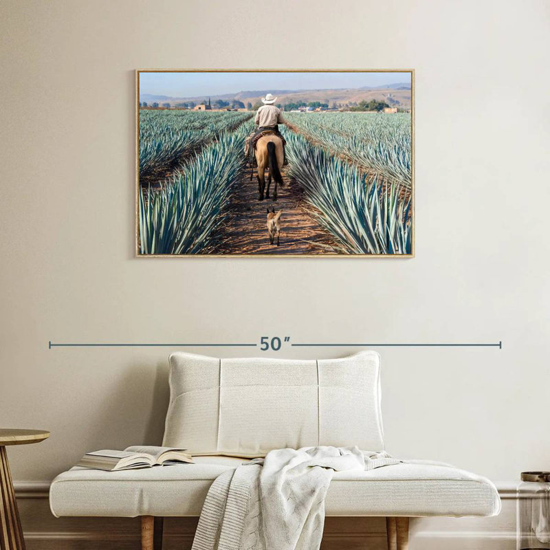 Inspecter la plantation d'agave, Cadre flottant en bois naturel, 37 po x 25 po