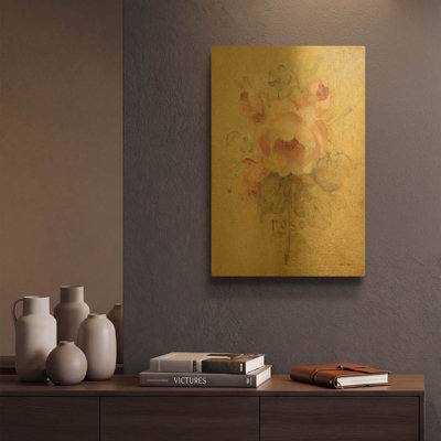 'Rose' By Cheri Blum Gold Metal Wall Art, 12" x 16"