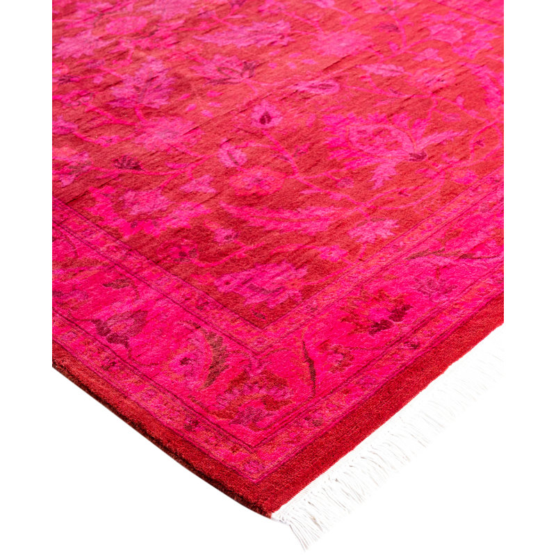 Overdyed Hand-Knotted Wool Modern-Contemporary Pink Runner 3' 2" x 4' 10"