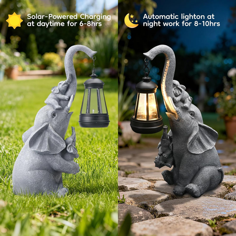 Décoration solaire de statue de jardin solaire éléphant