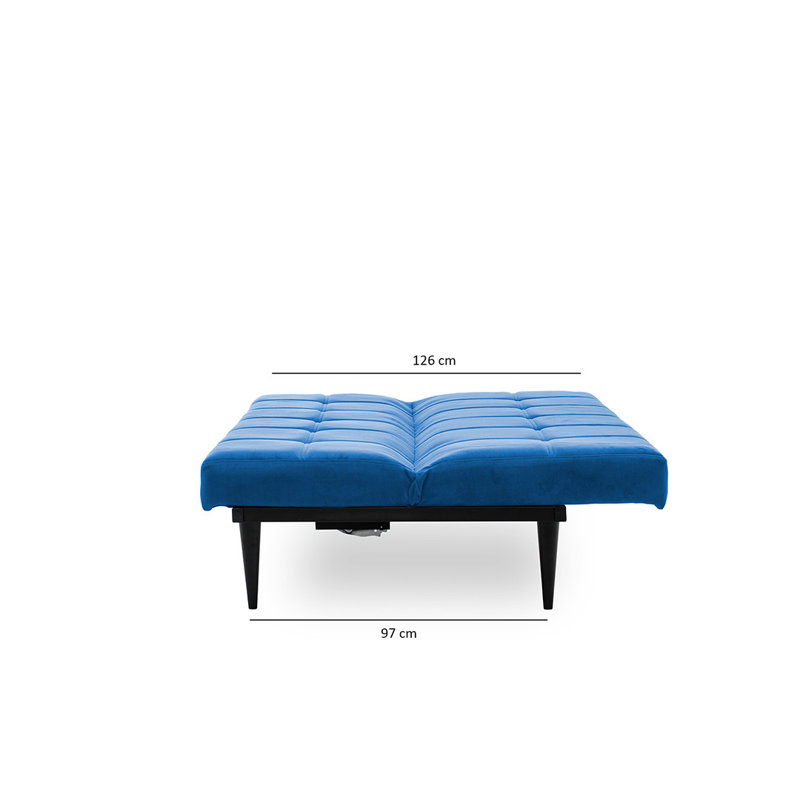 Canapé convertible à dossier touffeté de 76 po de large Breac, 100 % polyester bleu
