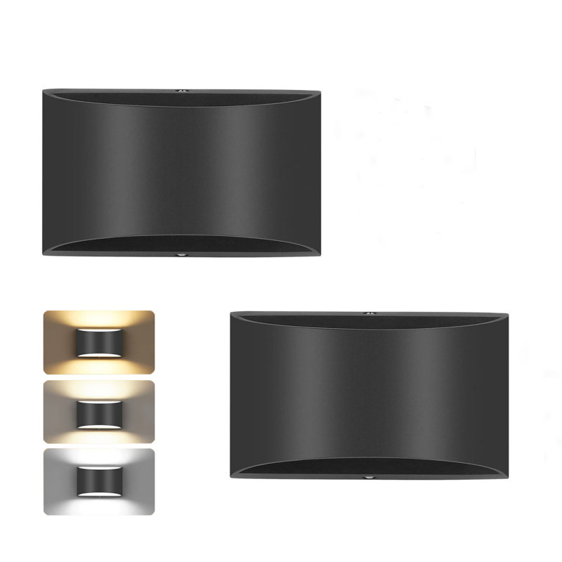 Black Modern Led Wall Sconce, Set Of 2 Hardwired Wall Sconces, 3 Colors Indoor And Dimmable Wall Lamp, 12w Up And Down Aluminum Wall Mount Light For Bedroom Living Room Hallway Corridor (black, 2 Pack)