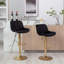 Repose-pieds chromé et base pivotante en velours à hauteur réglable et tabouret de bar simple doré, ensemble de 2, noir-362804692