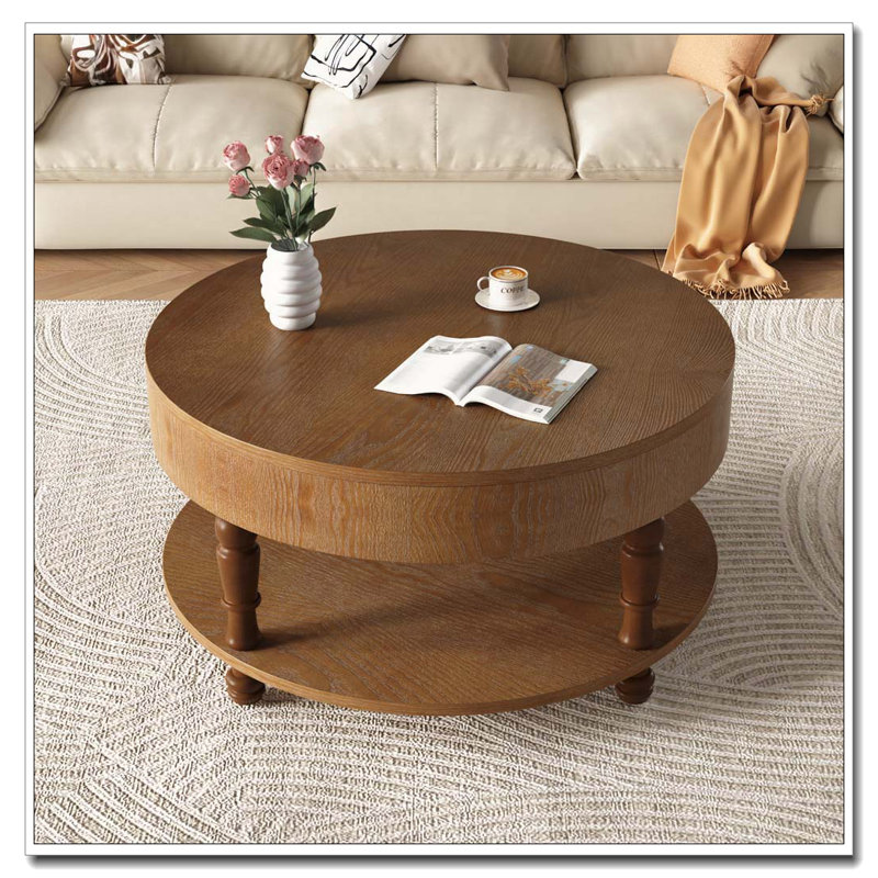 Table basse 31,5 "avec rangement et compartiment caché, Noyer