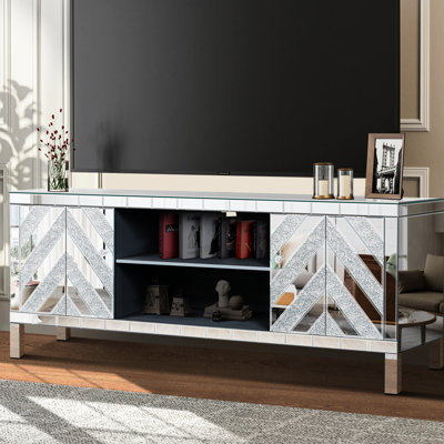 3D Geometric Pattern TV Stand - Modern Entertainment Center Combines Aesthetic Appeal with Practical Function