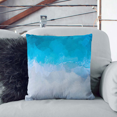 Edge of the Ocean in the Maldives in Abstract Cushion with Filling
