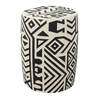 Hassler 17.75" MidCentury Modern Geometric Drum Garden Stool by Dakota Fields