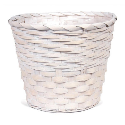 Whitewashed Two Weave Basket Shaped Planter