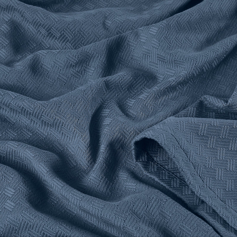 Couverture en coton Borghese Roma Luxe, Grand lit, Bleu denim