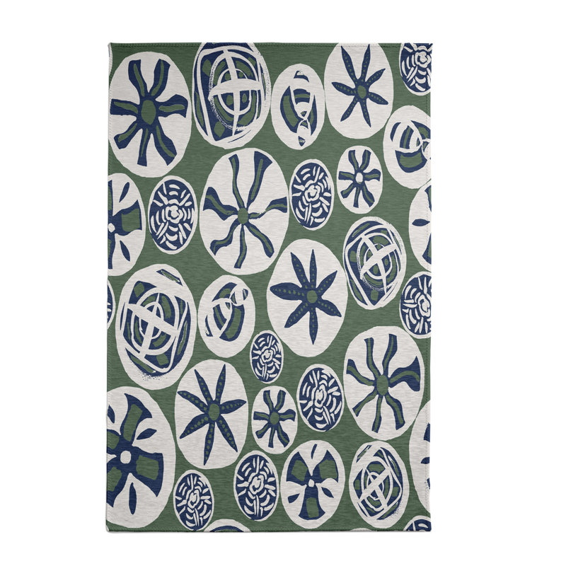 Tapis décoratif géométrique vert alcesta, Rectangle 4 pi x 6 pi