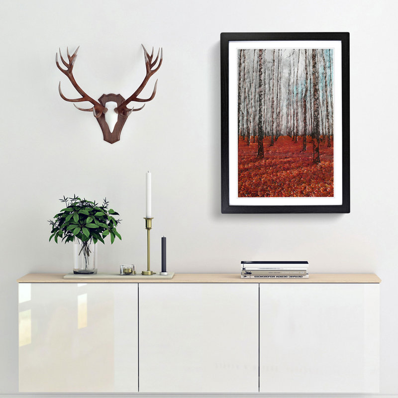 Rows of Trees in Abstract - Picture Frame Graphic Art Print, 91cm H x 60cm W x 2cm D, Black