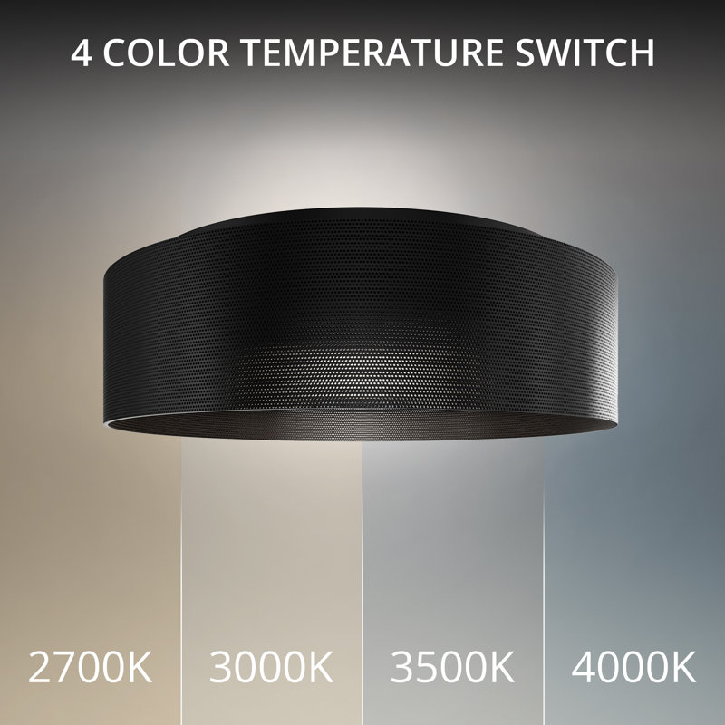 Grille 18" Dimmable LED Flush Mount With Built In Color Temperature Adjustability Switch From 2700K/3000K/3500K/4000K, Black