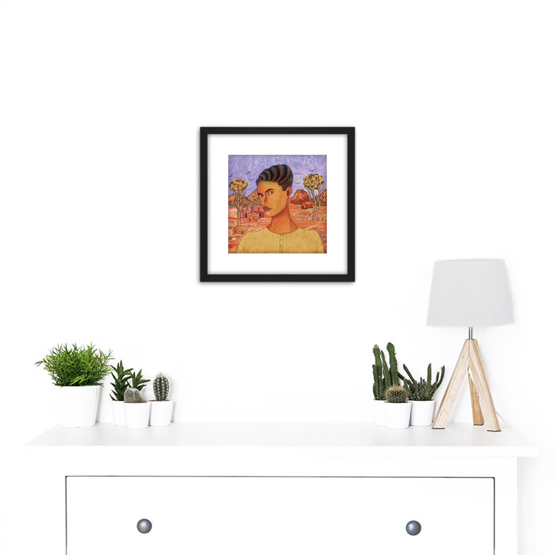 Self Portrait Naive Style by Abraham Ángel - Single Picture Frame Painting