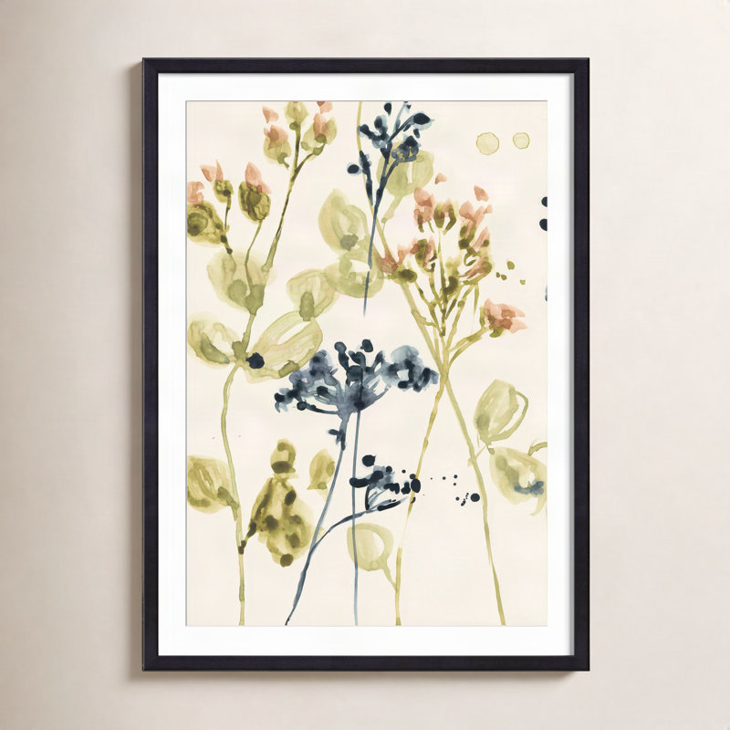 Blush Buds II Painting by Jennifer Goldberger, 24"H x 36"W, Gold