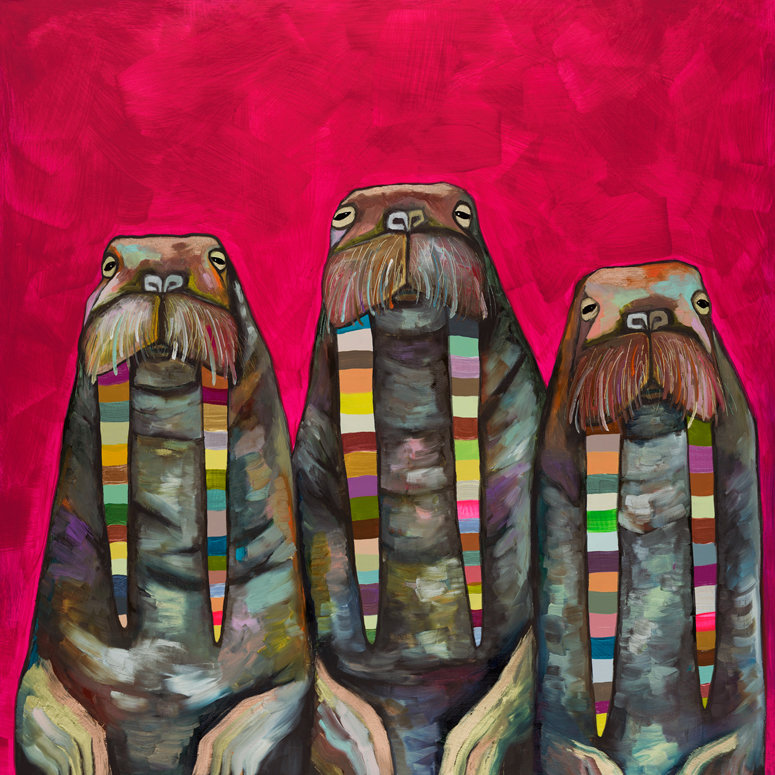 " Walrus Trio " by Eli Halpin, 16" H x 16" W