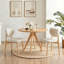 Chaise de salle à manger beige rembourrée de style milieu du siècle, avec revêtement en lin et structure en chêne-1844959047