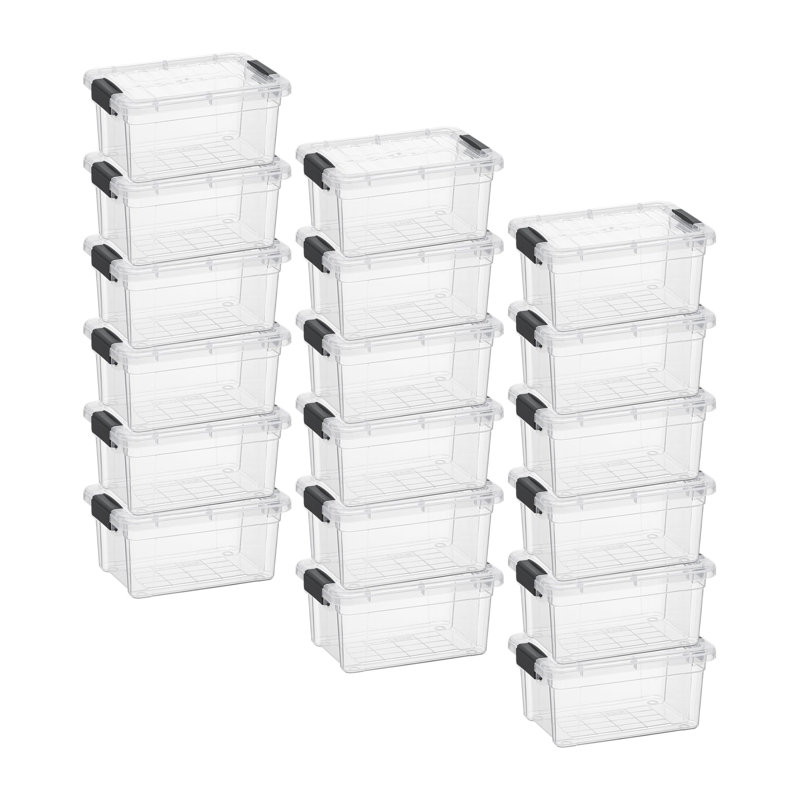 Boîte de rangement transparente Superio avec couvercle, bacs de rangement en plastique de 1,85 pinte pour l'organisation, caisses empilables, sans BPA, non toxiques, sans odeur, organisateurs pour la maison, le bureau, l'école et le dortoir, paquet de 18