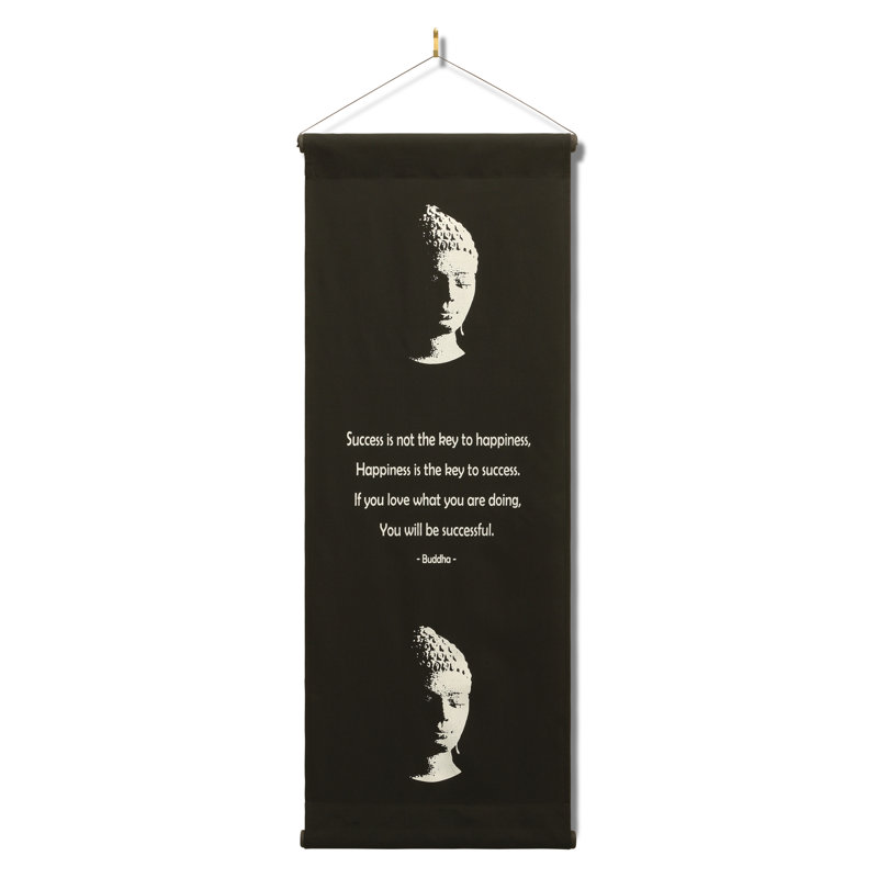 Inspirational Wall Hanging Scroll "Buddha - Success Is Not The Key To Happiness" Banner, Inspiring Quote, Motivational Uplifting, Thought Tapestry