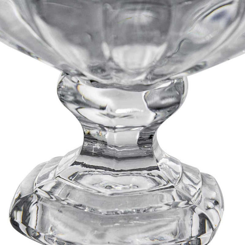 Bol à piédestal en verre transparent 8 po x 6 po, vase décoratif d'inspiration rétro pour manteau de cheminée, table, fleurs, fruits ou pièce maîtresse