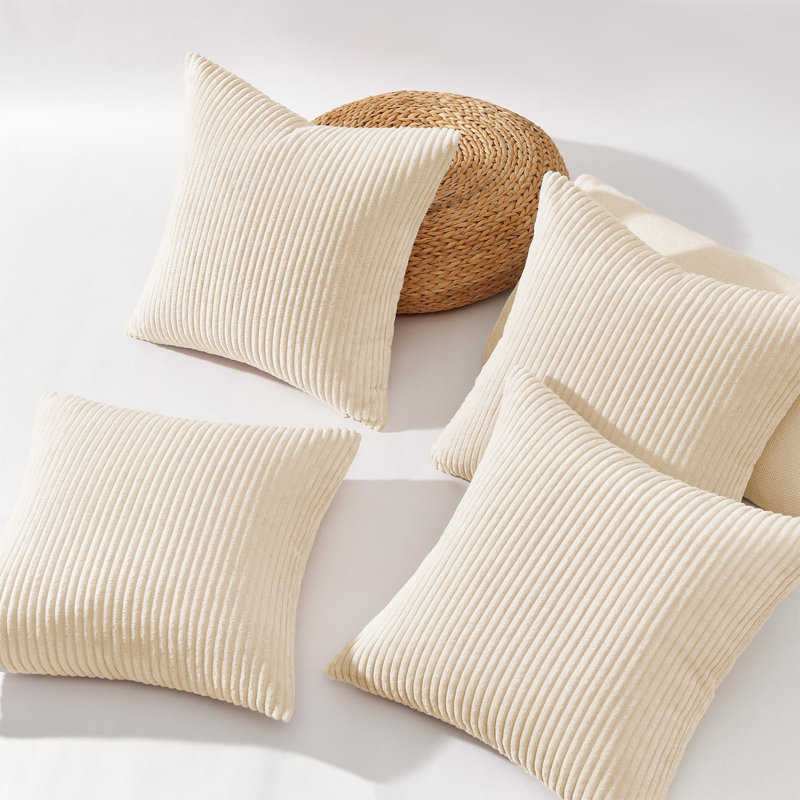 Striped Square Throw Pillow Insert, Cream