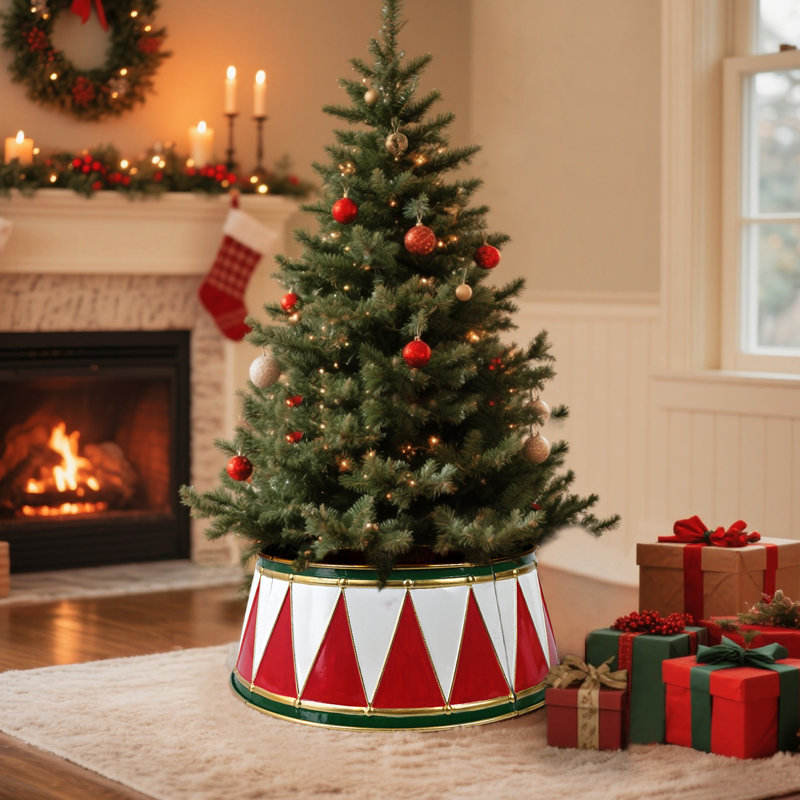 Vintage Christmas Tree Skirt Collar, Metal Base for Farmhouse Christmas Decorations