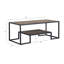 Table basse rustique en bois manufacturé noir foncé avec étagère de rangement, centre de table de style industriel