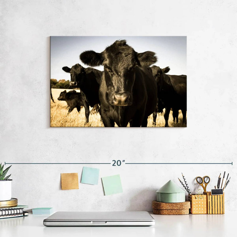 Bovin Black Angus sur toile, H 12 po x l 8 po x P 1 po