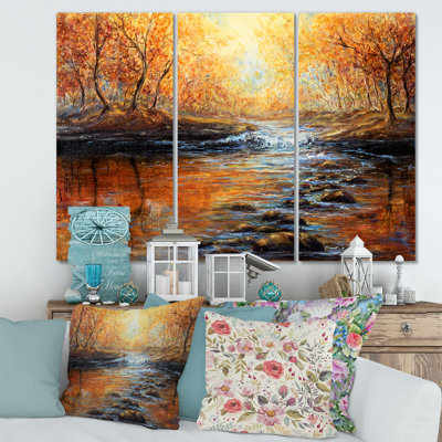 Lumière matinale dans la forêt d'automne - Peinture sur toile