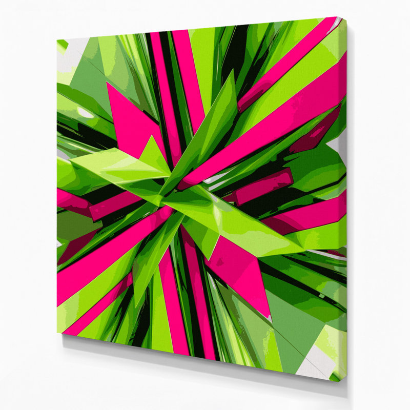 «Geometric Abstraction 45», art mural sur toile verte, H 16 po x l 16 po